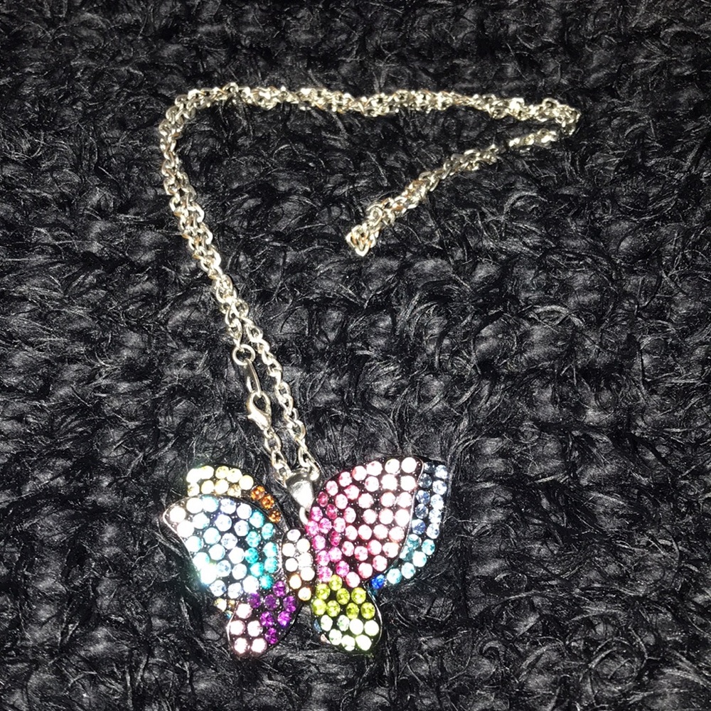 Butterfly Colorful Rhinestone Necklace - Picture 5 of 16